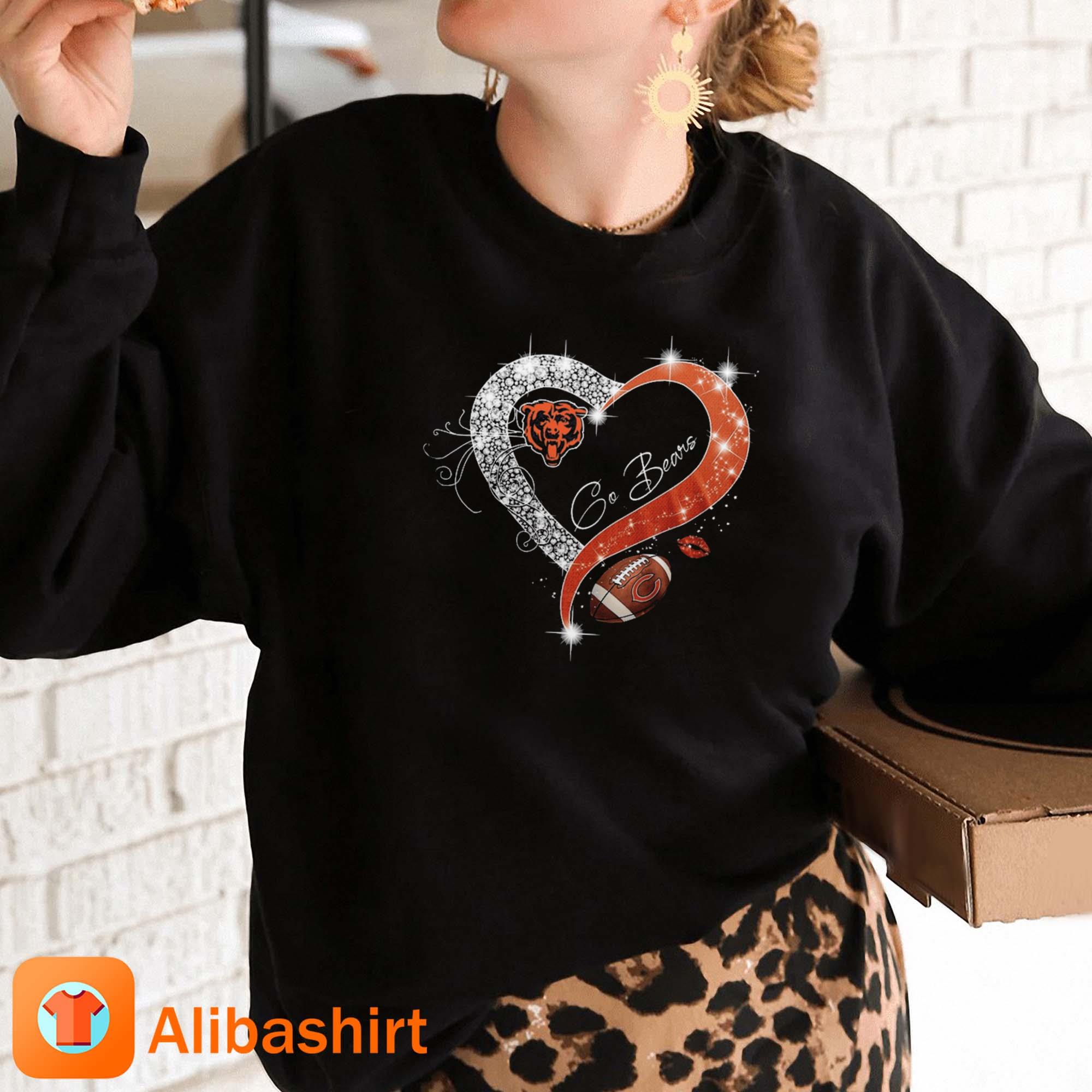 Official chicago Bears Go Bears Diamond Heart 2023 shirt,Sweater, Hoodie,  And Long Sleeved, Ladies, Tank Top