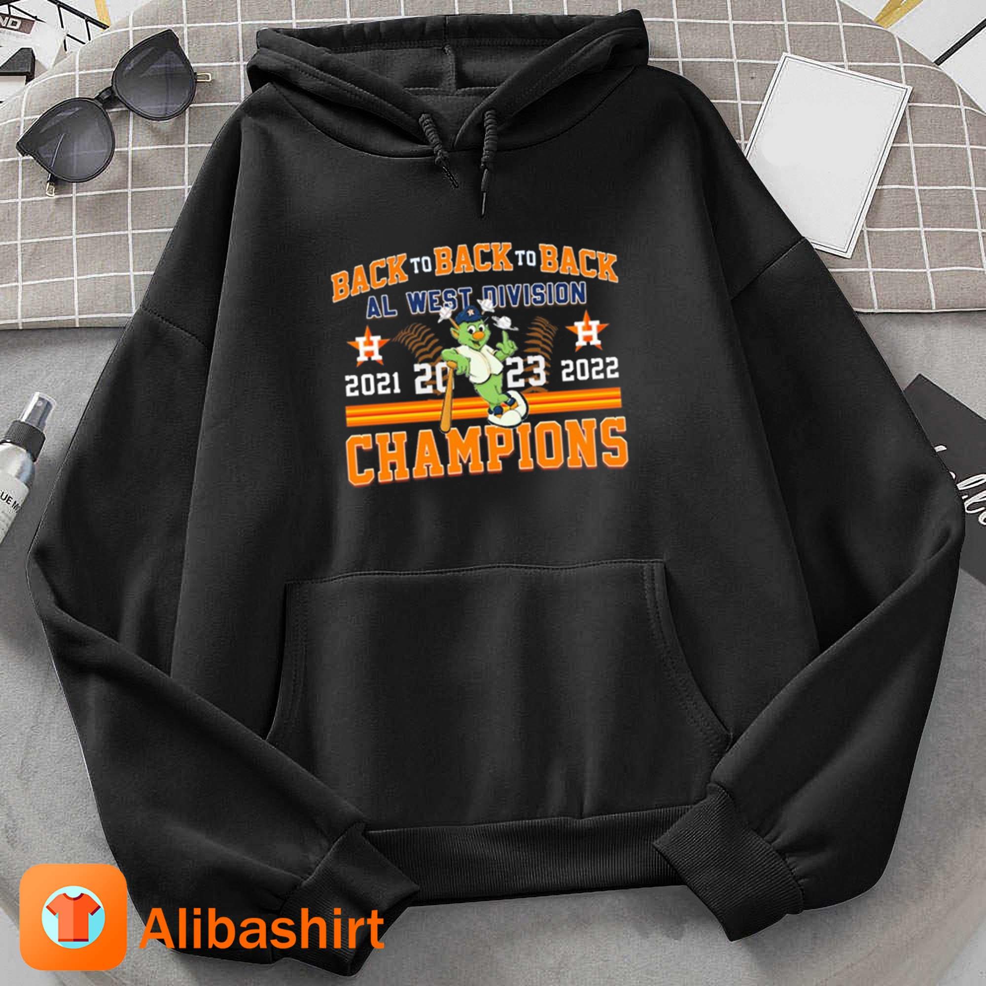 Houston Astros Mascot back to back to back 2021 2022 2023 al west division champions  shirt, hoodie, sweater and long sleeve